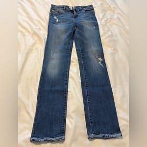 DL1961 Women's Straight Leg Jeans in Distressed Blue